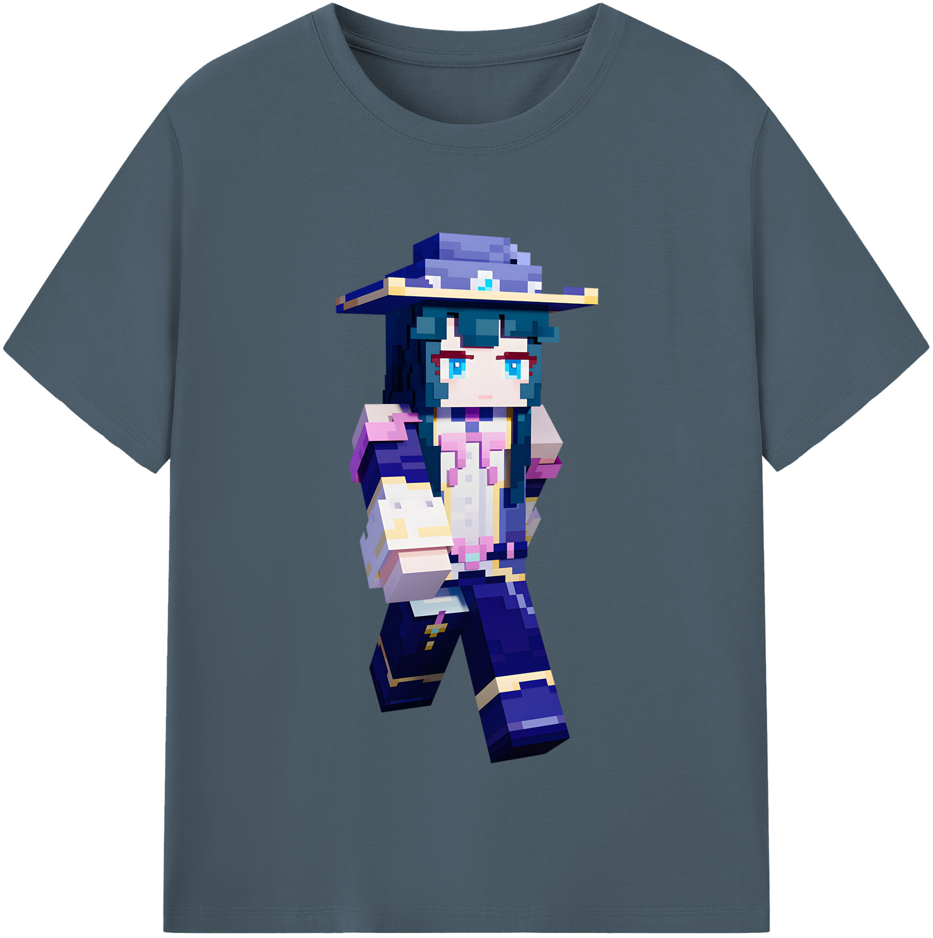 （画像用） マインクラフト ブロックの世界 Minecraft MC Block world 綿100％半袖Tシャツ（フロントプリント）